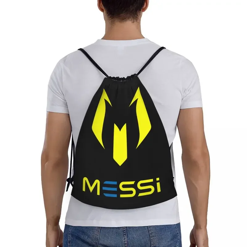 Mochila deportiva ligera con cordón para hombre y mujer, bolso de almacenamiento para gimnasio, fútbol, Messi 10, color amarillo personalizado