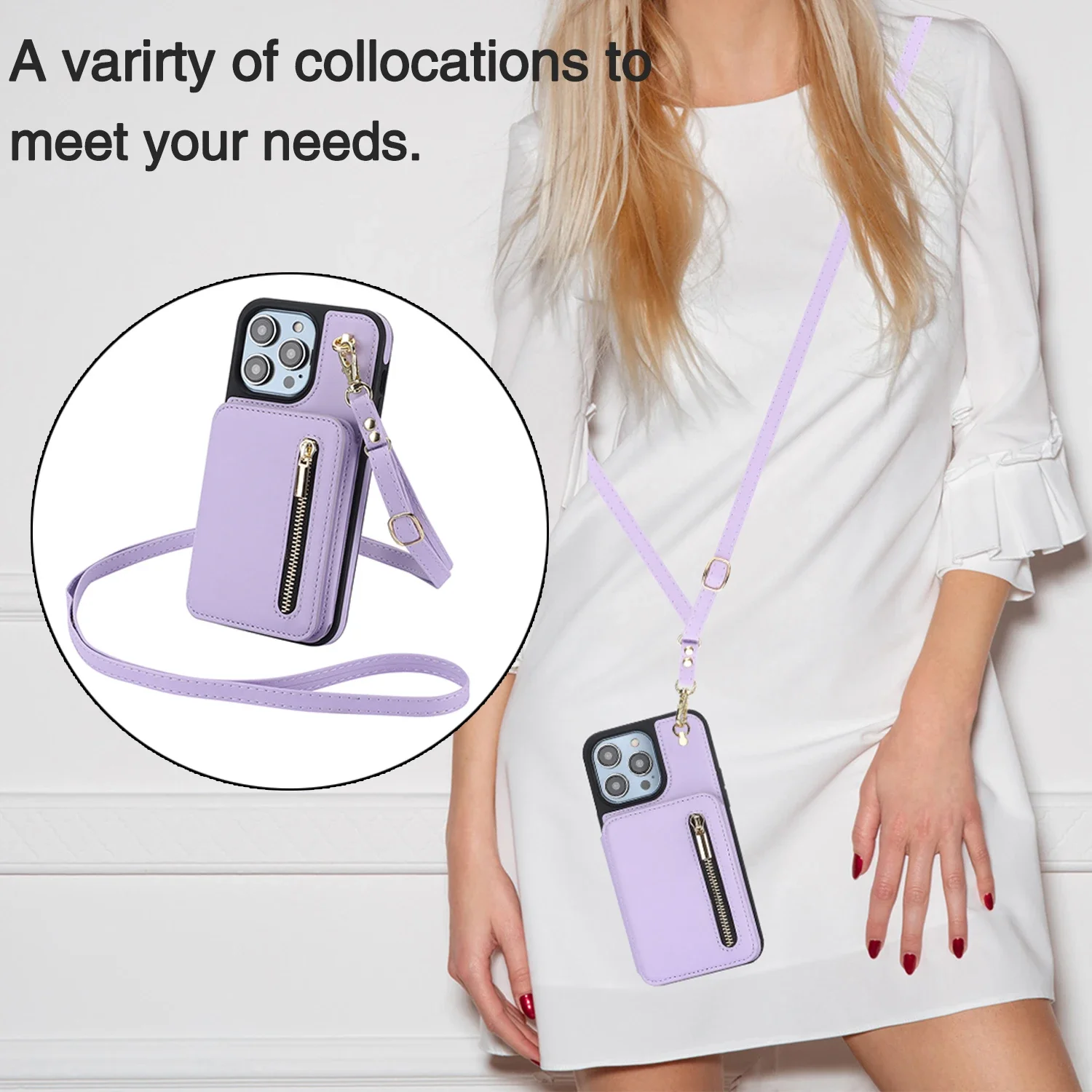 Crossbody Lanyard Zipper Wrist Strap Wallet with Card Holder Phone Case for iPhone 16 15 14 13 12 11 Pro Max X XR 7 8 Plus Cover