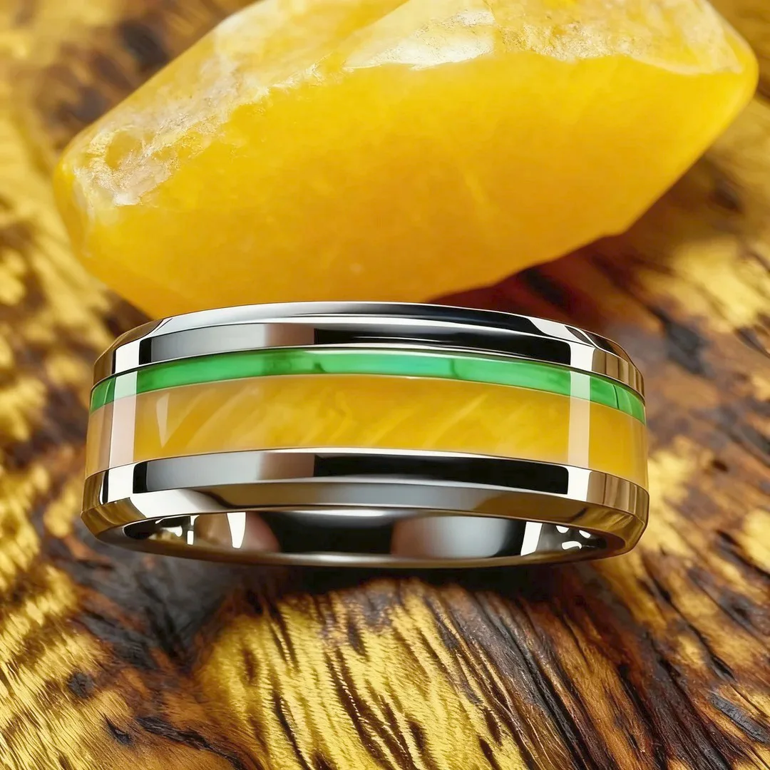 4Pcs/set Abalone Shell Inlay Fashion Stainless Steel Rings Marriage Rings Man Jewelry Promise Stainless Steel Rings Set