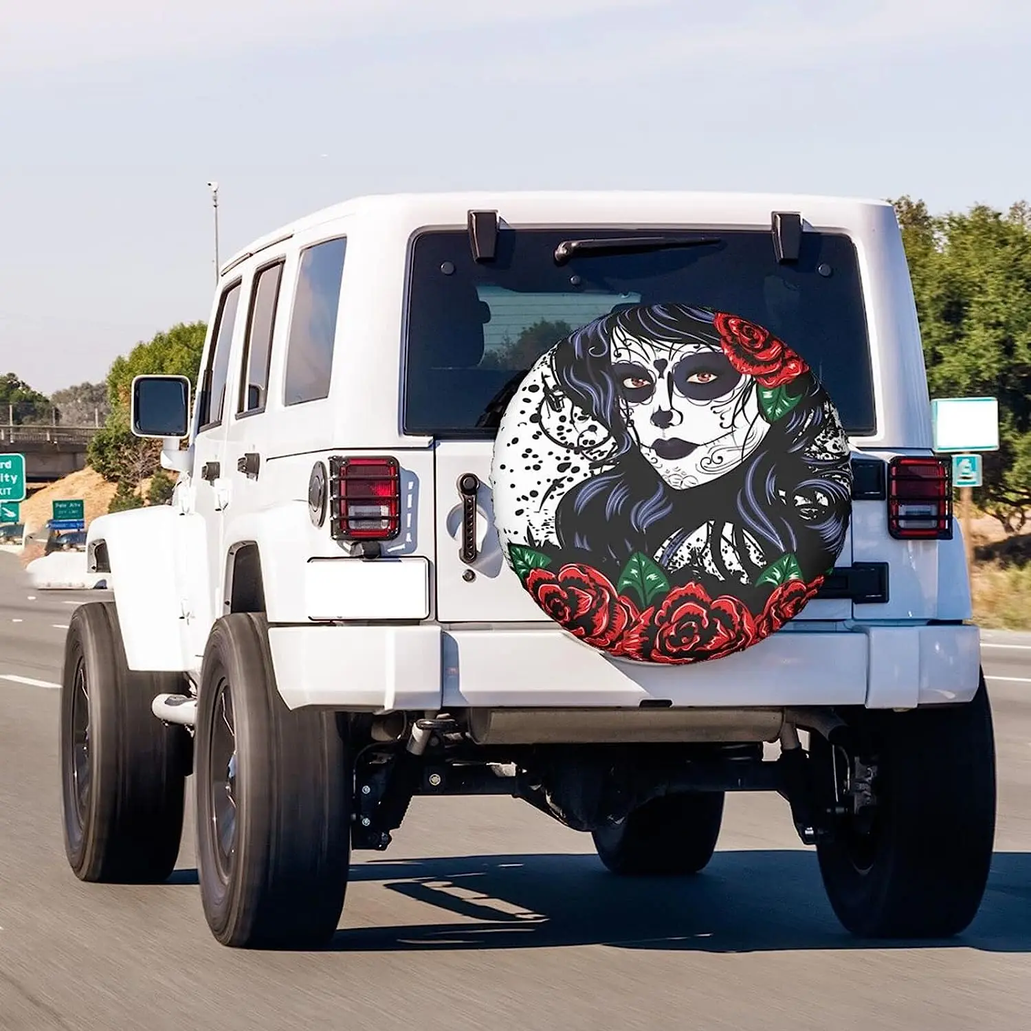 Mexico Sugar Skull Girl Spare Tire Cover Dust-Proof Wheel Tire Cover Fit Trailer RV SUV and Many Vehicle 16 Inch Tire Cover