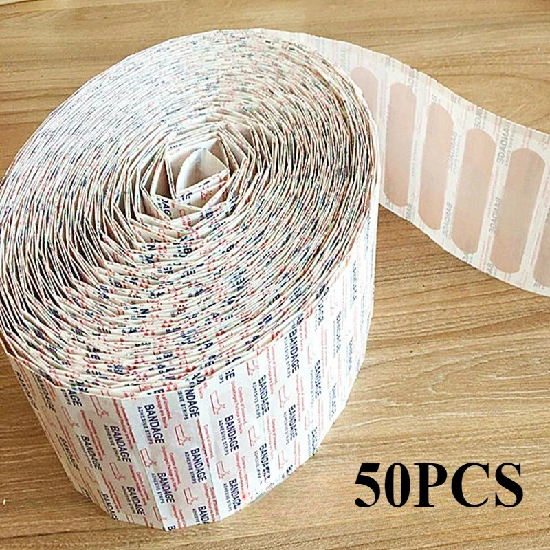 50PCS Band-Aids Waterproof Breathable Cushion Adhesive Plaster Wound Hemostasis Sticker Band First Aid Bandage Medical Gauze