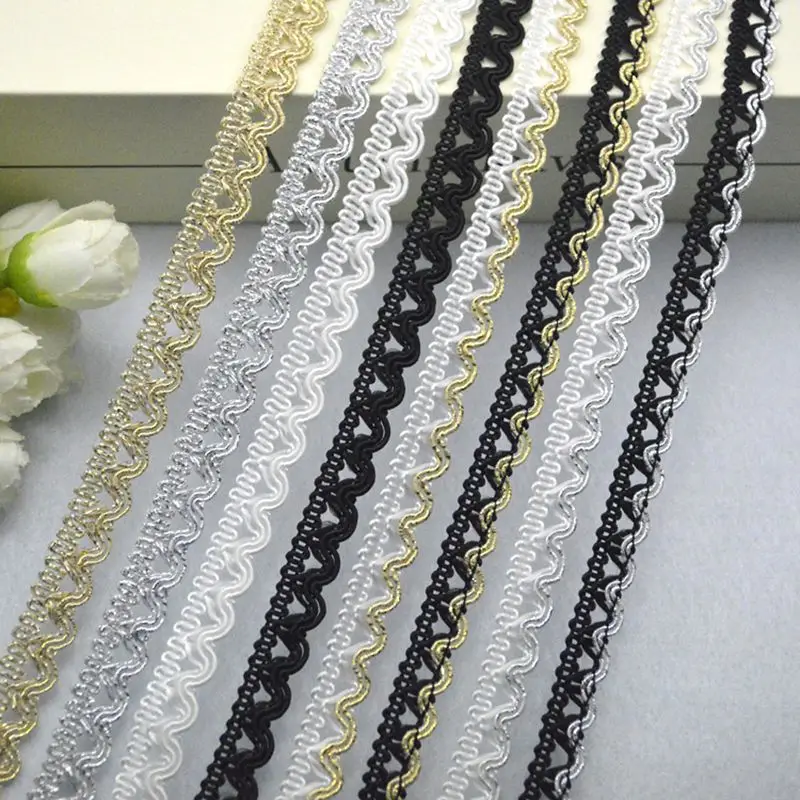 5Meters/16.4Ft Per Pack of New Lace Garment Accessories, Lace for Dresses, Pajamas, Aprons, DIY Clothing, Long Wave-Shaped Lace