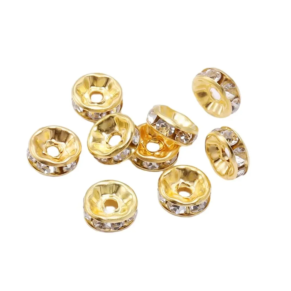 50pcs/lot 4mm Rhinestone Round Loose Spacer Beads For Jewelry DIY Making Bracelet Necklace Accessories