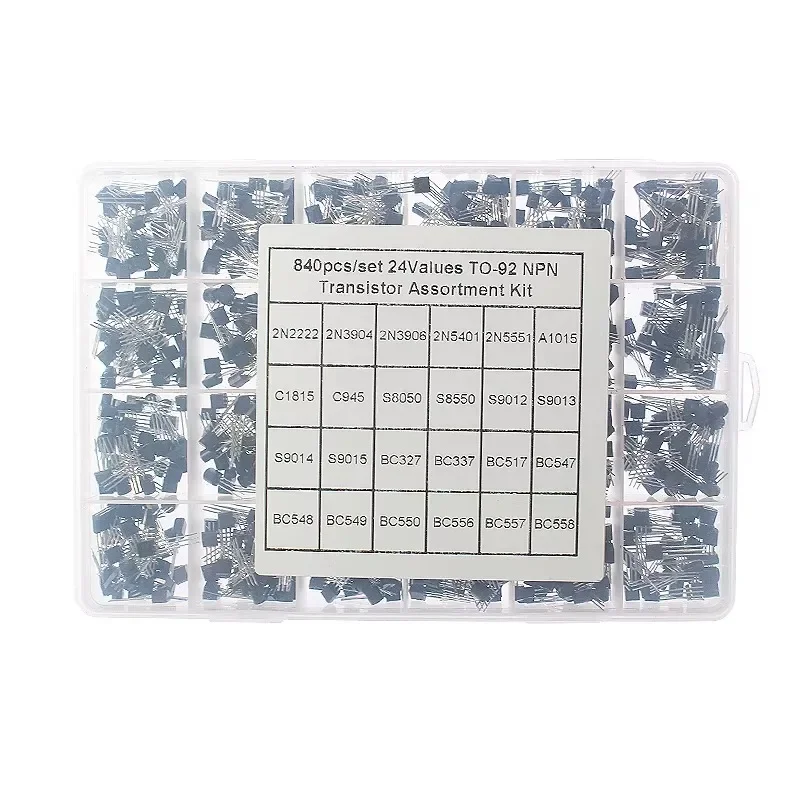 50-900PCS Transistors Kit PNP NPN A1015 S8050 S8550 S9012 C1815 MJE13001 2N3904 2N3906 BC327 BC337 BC517 BC547 BC548 BC549 BC558