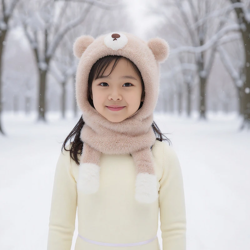 2025 Winter 1pc Neue kinder Balaclava Hut Plüsch Dicke Warme Neck Schal Spielen Im Freien Für Kaltes Wetter winter Warm Halten – Detail 9