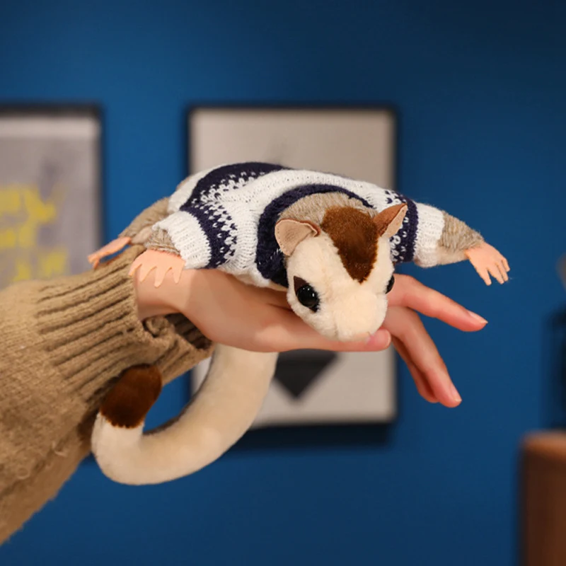 

33x19cm Soft Dressed Simulation Sugar Glider Doll Long Tail Wild Animal Pillow Decoration Men Gift