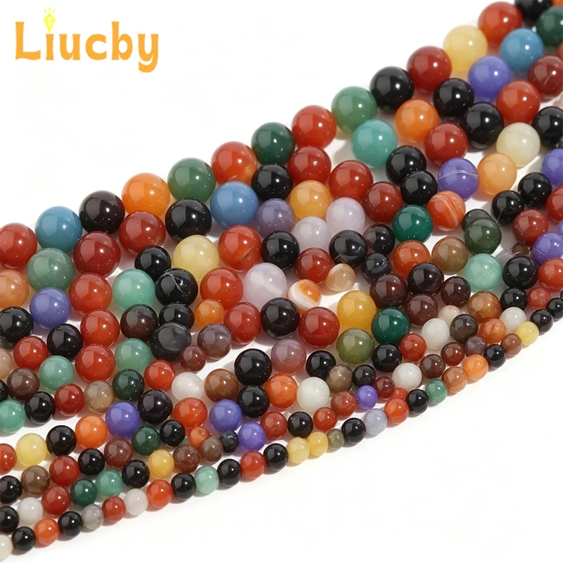 Natürliche Regenbogen-Achat-Rundperlen für die Schmuckherstellung, DIY-Armbänder, Halsketten, 4mm, 6mm, 8mm, 10mm, 12mm, 15-Zoll-Stränge – Detail 5