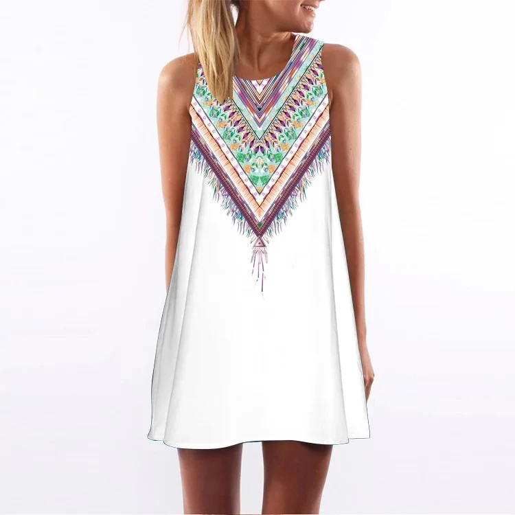 Women\'s Dresses Plus Size Women\'s Homecoming Nightgowns Women\'s Sleeveless O Neck Knee Length Dresses 3D Creative Printing