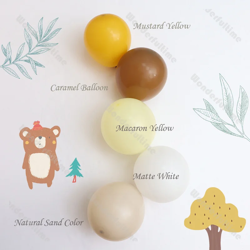 5/10/12/18inch Mustard Yellow Sand Brown Birthday Balloons Decor White Caramel Baby Shower Gender Reveal Wedding Balloon Arched