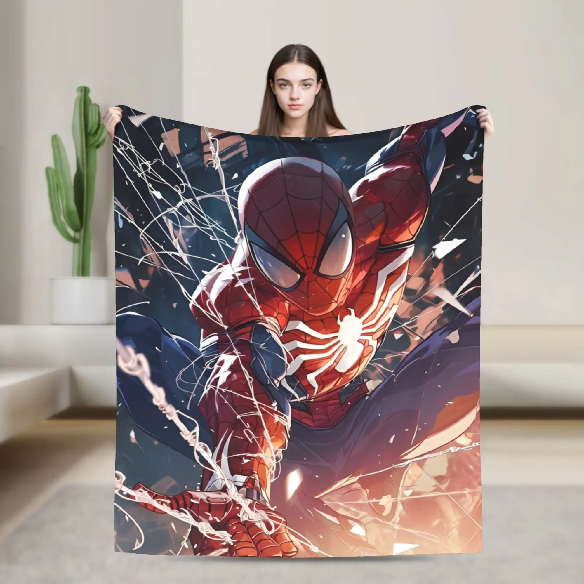 بطانية سبايدر مان سوبر هيرو الهزلية متعددة المقاسات دافئة ومريحة منفوشة للأريكة والسرير #1