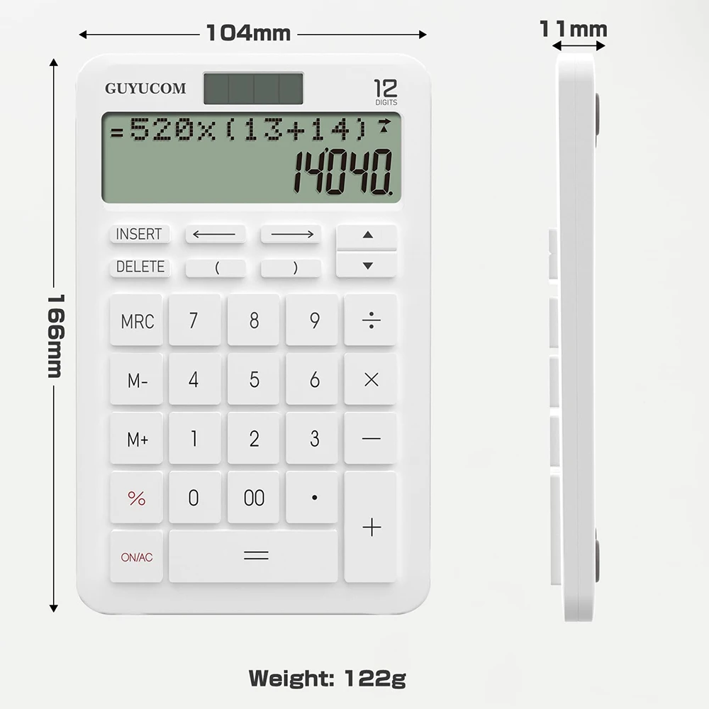 Desk Calculator with Upgraded History Recording and Track Back Funtion Percentage 2-Lined Large Clearly LCD Display 12-Digit