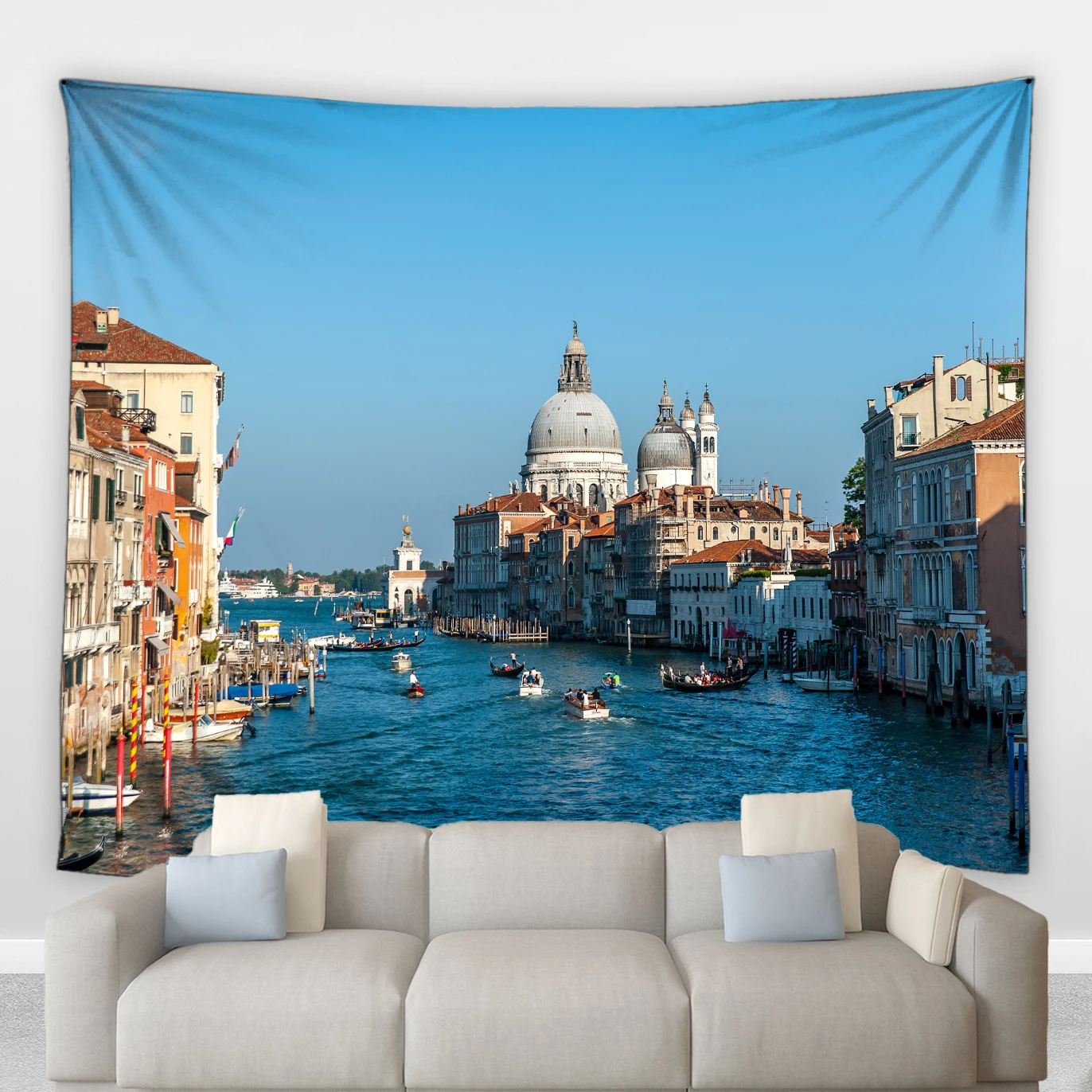 Italian Scenery Hippie Tapestry Water City Venice Canal Wharf Retro Alley Plant Ivy European Town Home Deco Wall Hanging Blanket