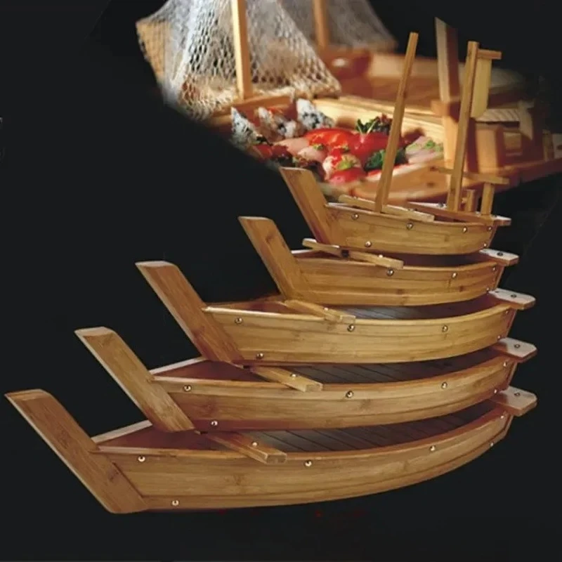 

Big Japanese Cuisine Sushi Boats tray seafood Tool Wooden Wood Restaurant Handmade ship Sashimi Assorted Cold Dish