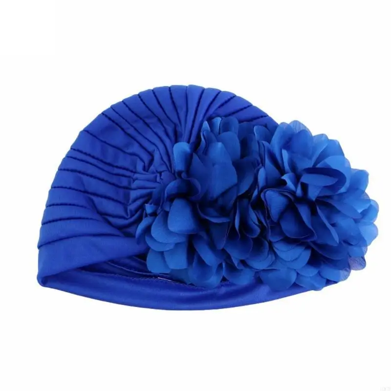 Jilbab Poliester Berat Warna Solid Bunga dengan Topi Kerudung Gaya Bebas Penggunaan Elastis untuk Penutup Kepala Wanita