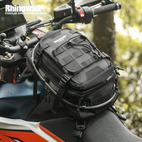 Imagen 2 del producto Rhinowalk-bolsa de depósito para motocicleta, conjunto de mochila con vejiga de agua de 1,5 l, mochila multicompartimento de 9L, cubierta de lluvia oculta MOLLE