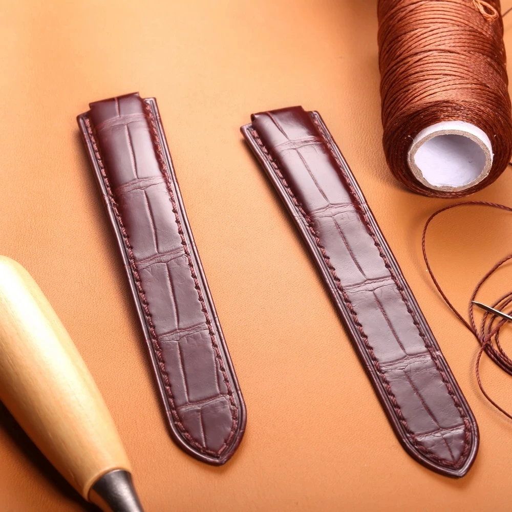 Handmade Crocodile Leather Replacement Watchbands For Cartier Alligator Watch Straps High Quality