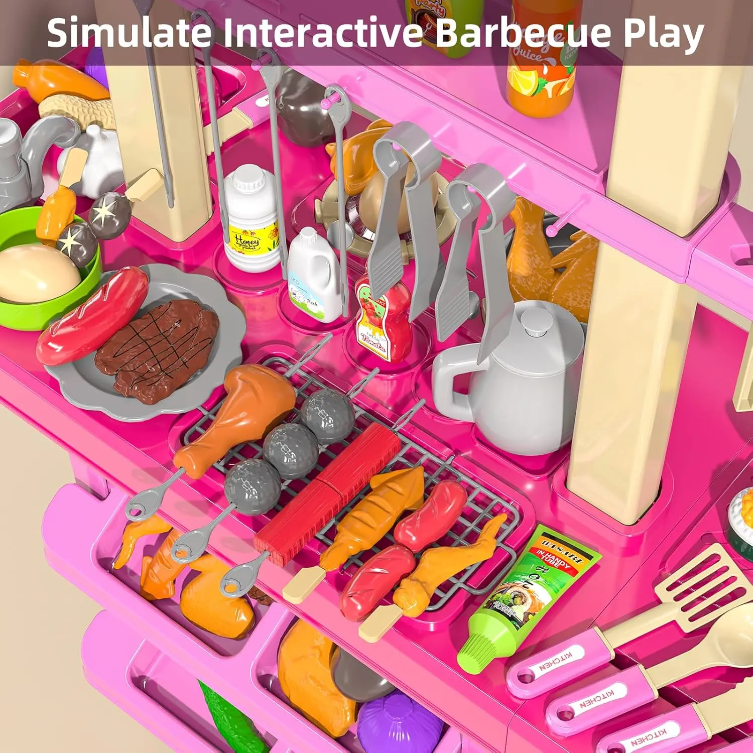 Doen Alsof Keukenspeelgoed Voor Kinderen 3 4 5 6 7-Dubbelzijdig Keukenapparaat Met Speelgoedaccessoires Voor Meisjes, Kookspeelgoed Voor Meisjes