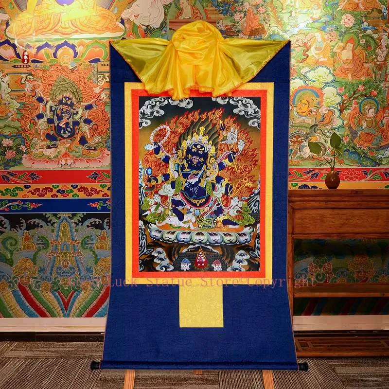 

120cm large Asia Tibet Buddhism Thangka HOME temple altar WALL Decor Six arm mahagala Mahakala Buddha Thang-ga painting