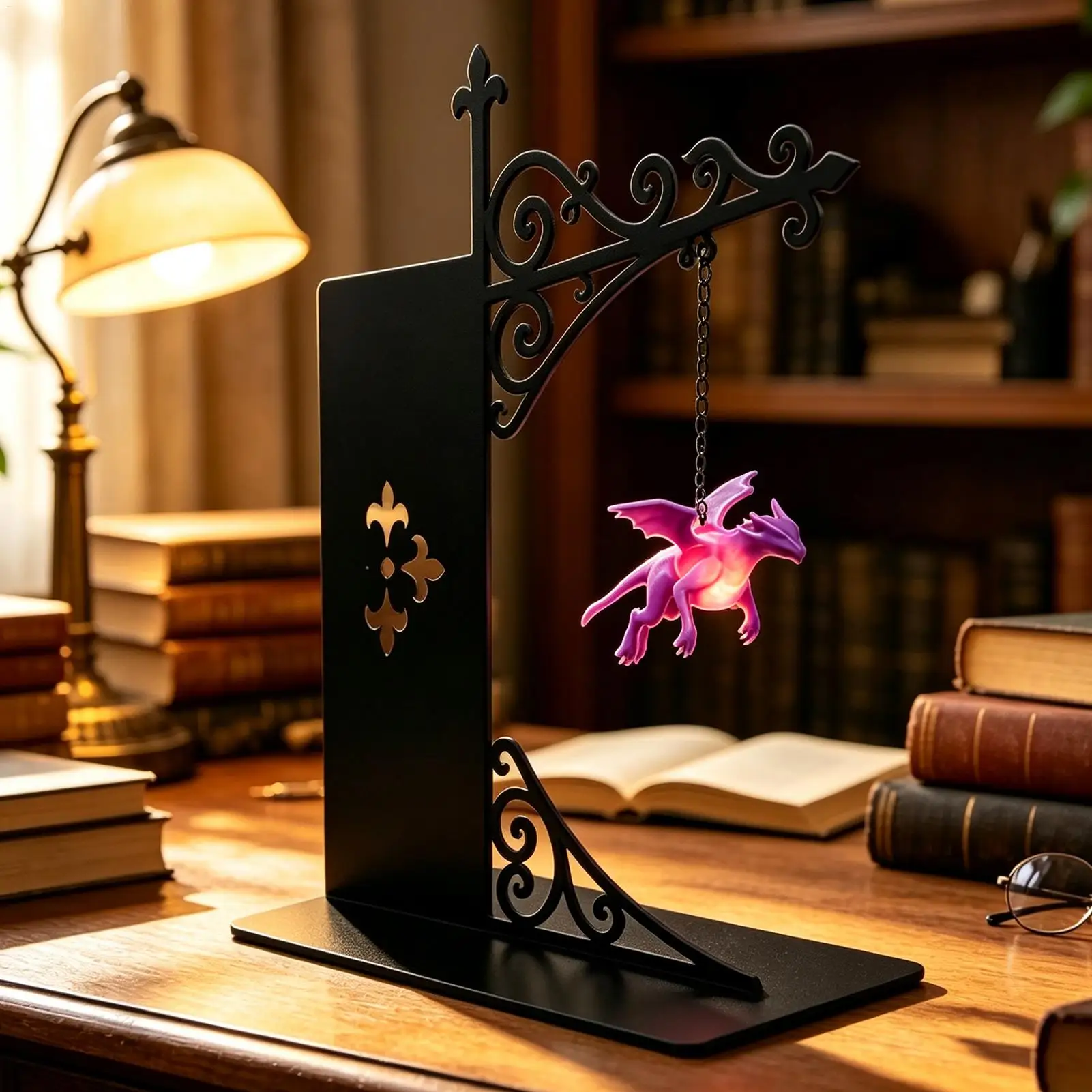 Vintage Floating Dragon Bookshelf Lantern Warm LED Portable Bookcase Decor Light for Desk Fantasy Night Light Ornament Supplies