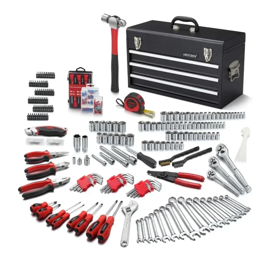 438-Piece Mechanics Tool Set with 3-Drawer Heavy Duty Metal Box Repair Tool Kit High Quality Tools Professional Tool