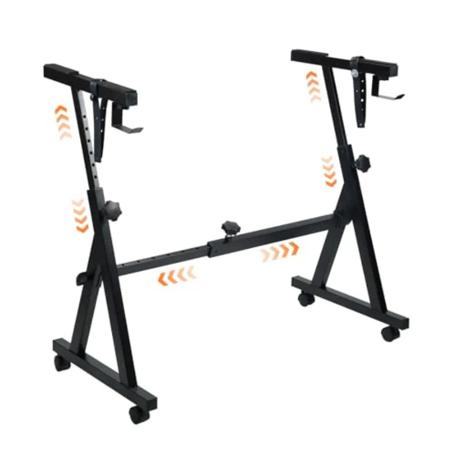 

Z Style Adjustable Portable Heavy Duty Piano Keyboard Stand with Wheels for 54-88 Key Electric Pianos Black Sturdy Music Stand