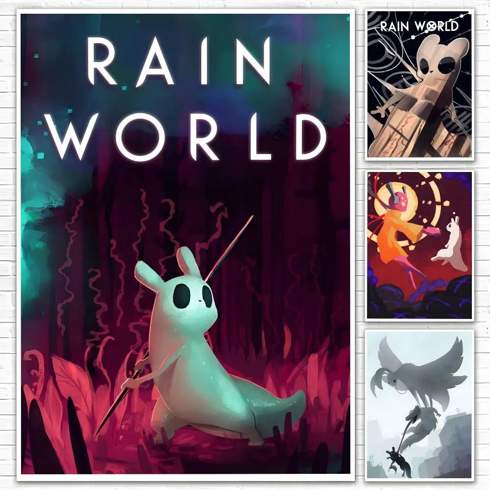 Cute Exploration Game R-rain world Poster Poster All-match HD Waterproof Self-Adhesive Wall Art Sticker For Home Bedroom