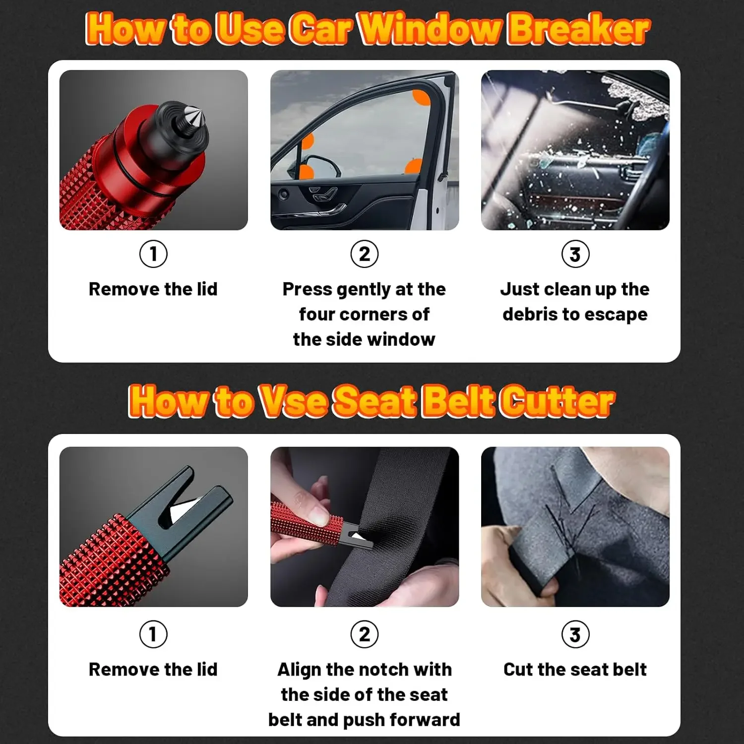 Car Glass Car Safety Hammer Multifunctional Small Tool, Window Breaking Artifact, Mini Portable Emergency Car Escape Hammer