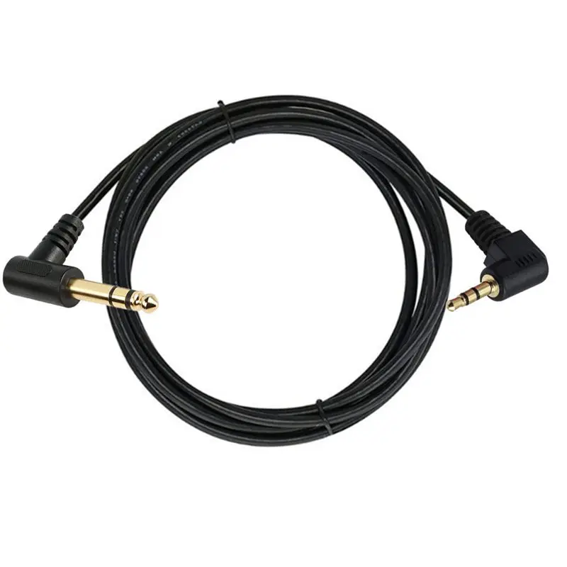 Gold-Plated 90 ° Curved 1/8 to 1/4 Stereo 3.5mm TRS to 6.35mm Mixer Guitar Speaker Cable