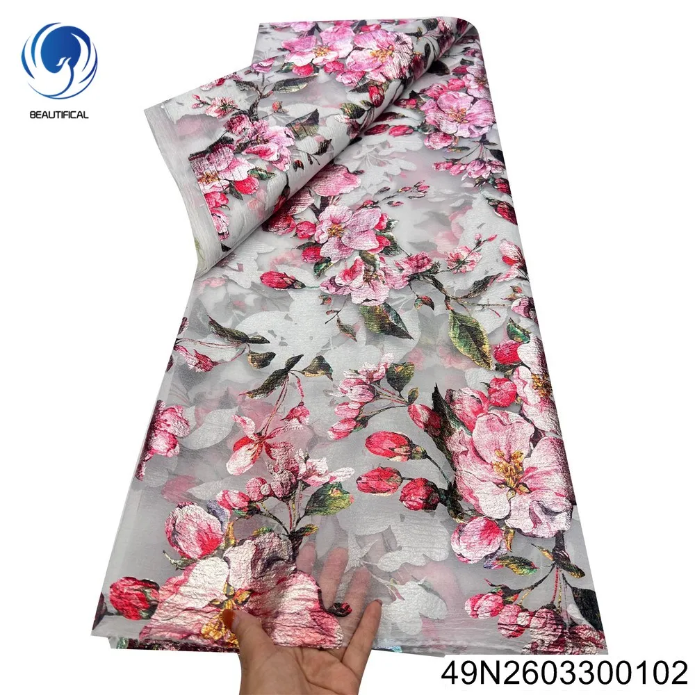 

2026 New Floral Design, High-quality Nigerian African Jacquard Fabric, Comfortable Lace, French Wedding Dress Fabric 49N26033001