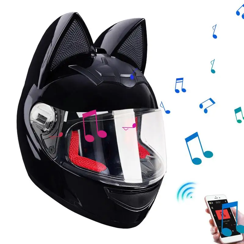 

Cat Ear Helmets | Full Face Helmets | Cat Ear Motorcycle Helmets Men and Women Cute Cat Full Face Helmets for All Seasons