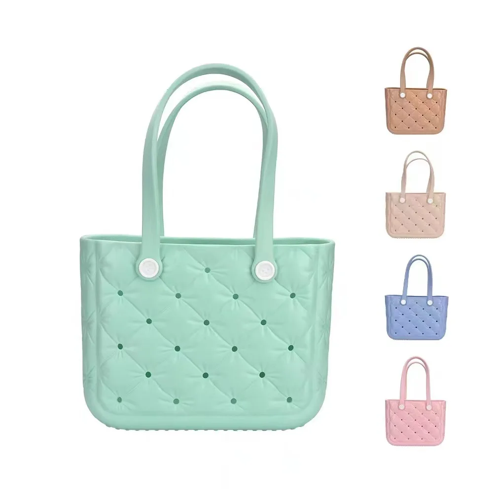 

Oversized EVA Beach Tote Bag - Waterproof Perforated Carryall for Travel & Outdoor | Fashion Hollow Design Handheld Organizer