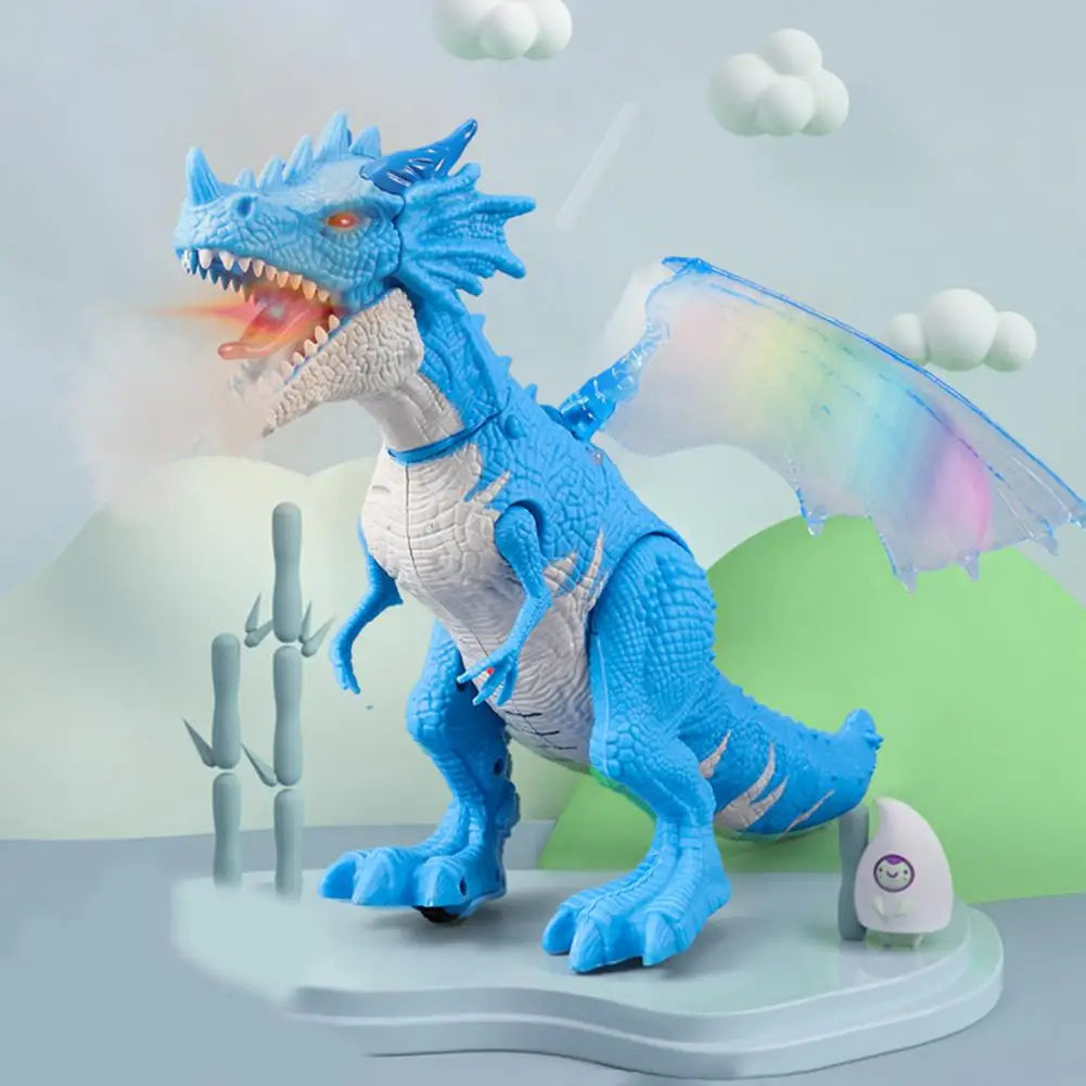 Sturdy Dragon Toy Electric Flying Dragon Toy with Light-up Eyes Spraying Features Movable Joints Funny Toddler Walking for Boys