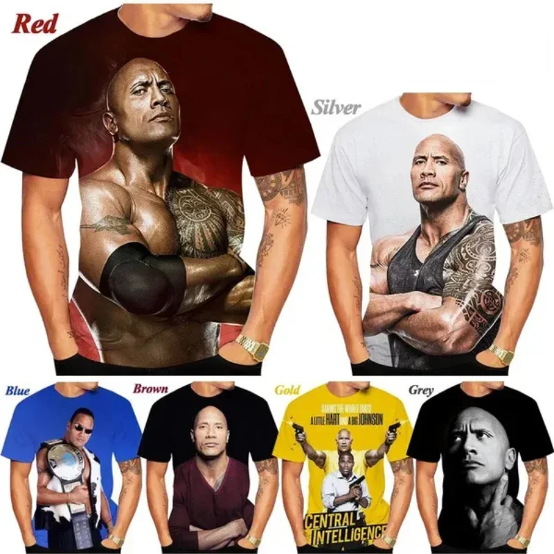 

3D Print Actor Dwayne Johnson Instant Dry Breathable Sport Men Plus Size O-neck T-shirt Man Cotton Camiseta Deportiva Hombre