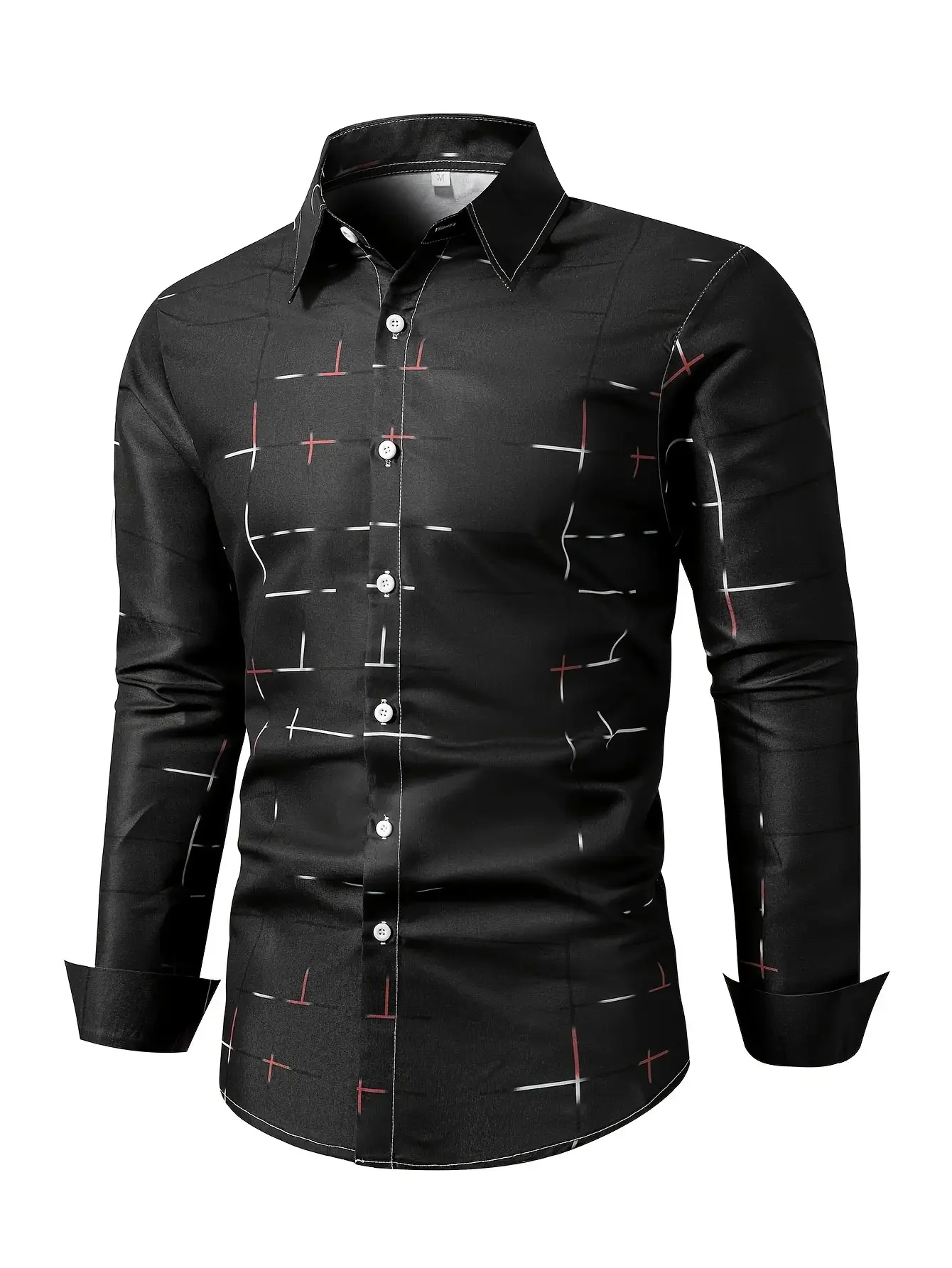 

New autumn and winter men's long sleeved shirt, fashionable plaid non positioning printed casual hot selling top