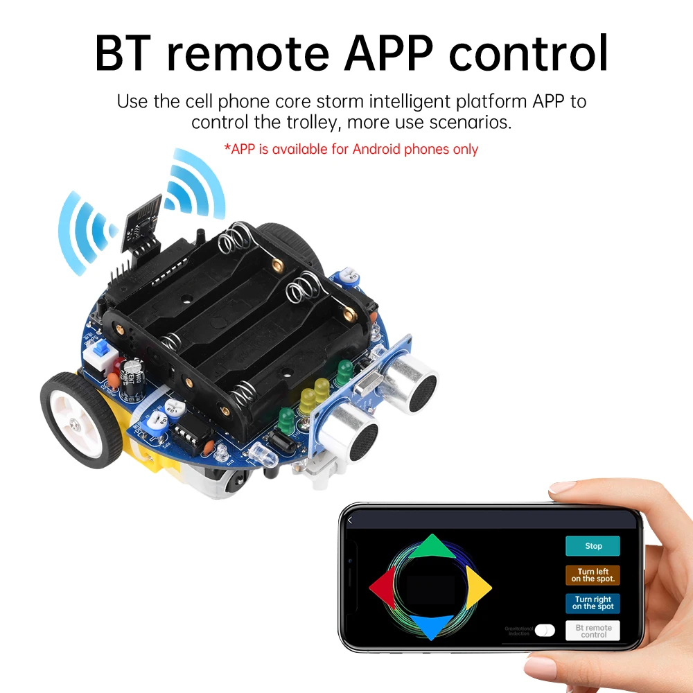 Automation Robot Kits Ultrasonic Obstacle Avoidance Graphical Programming Robot 51 Microcontroller Tracking Intelligent Car Kit