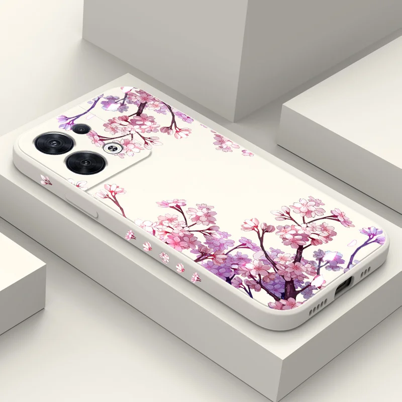 Falling Flowers Phone Case For OPPO Reno 10 8 8T 8Z 7 7Z 6 5 Pro 4G 5G F19 F9 Pro Plus Liquid Silicone Cover