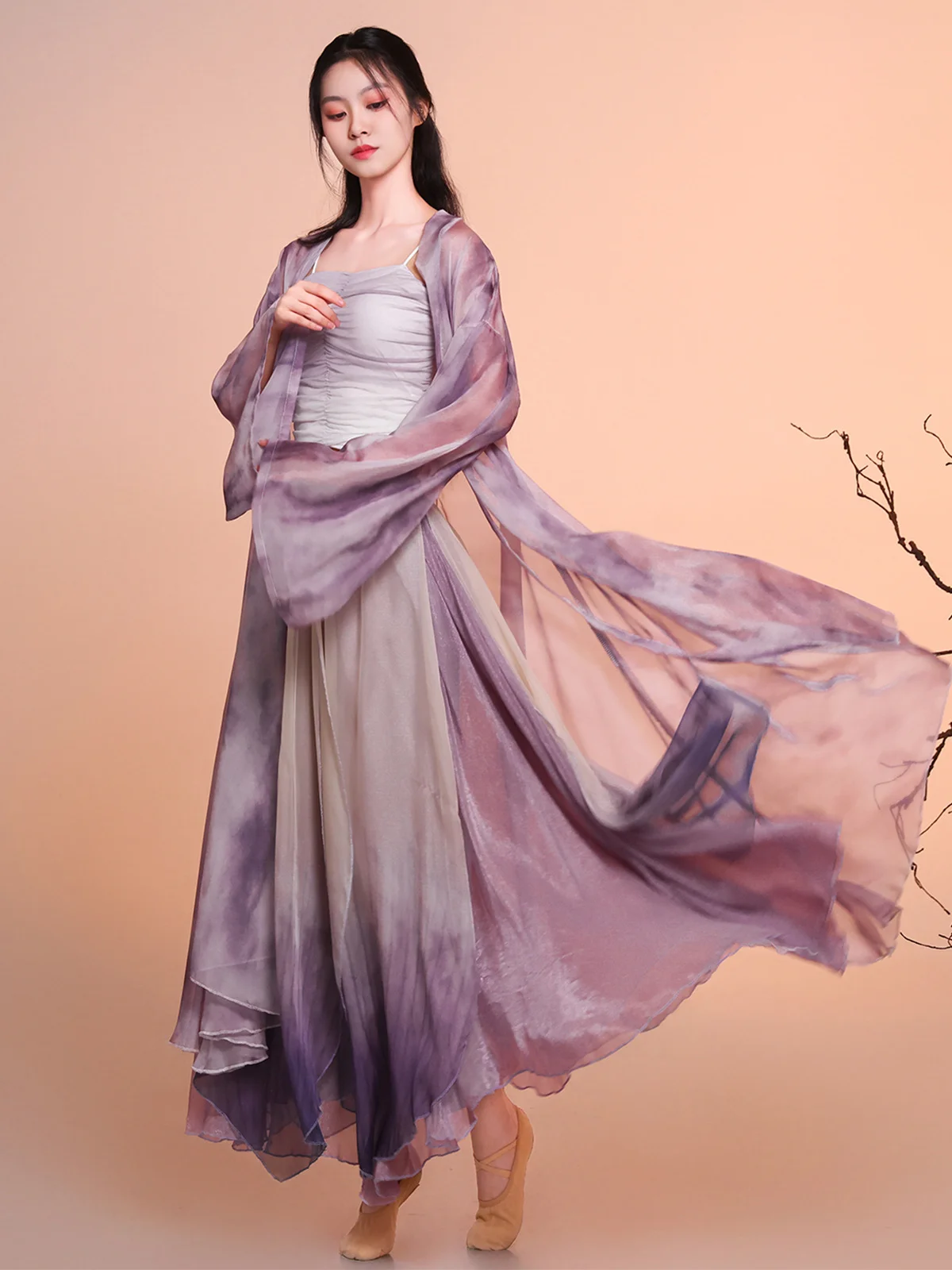 

Elegant Ancient Chinese Style Jazz Dance Costume Super Fairy Skirt Large Swing Silk Dress Classical Dance Ethnic Stage Wear
