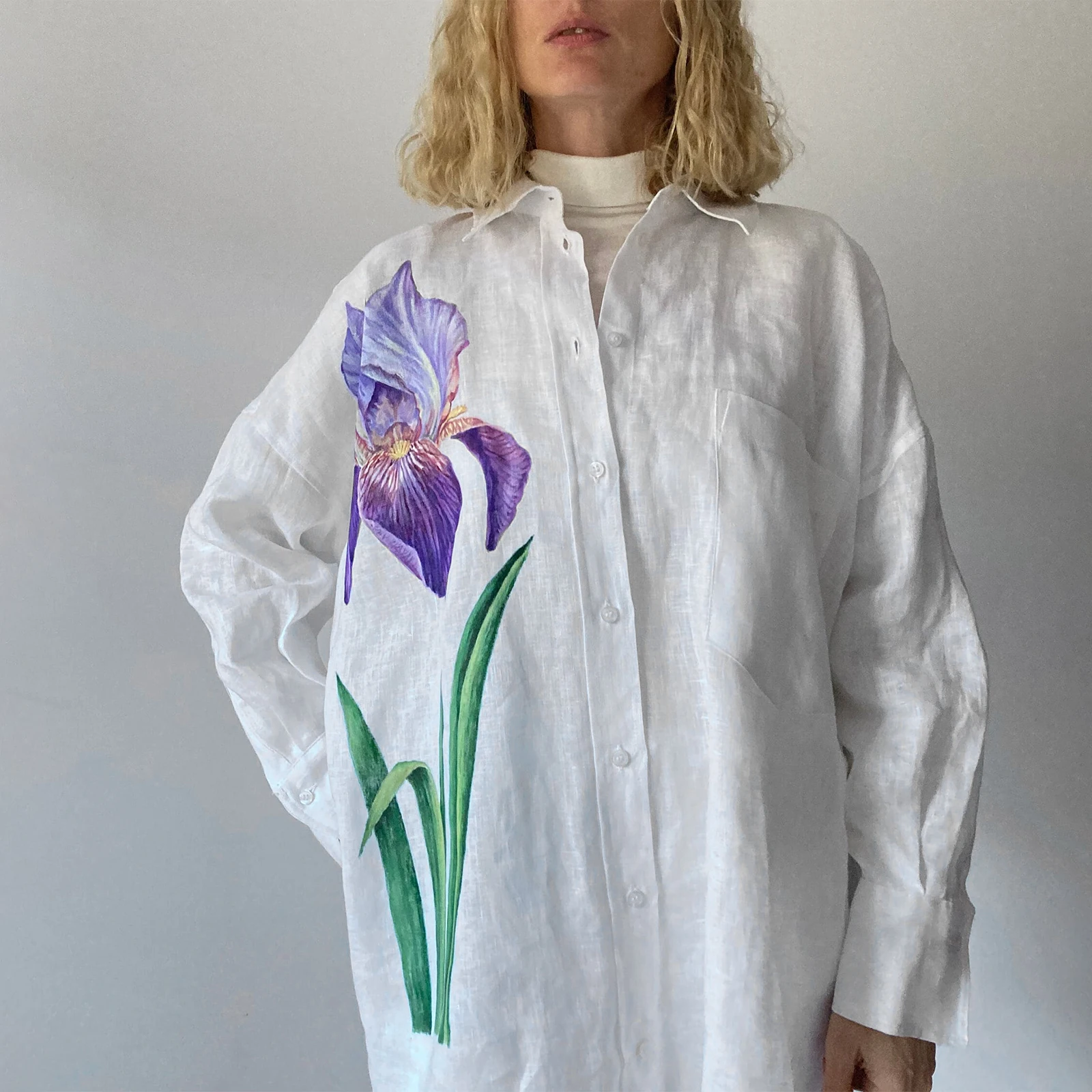 

Женская рубашка с длинным рукавом, элегантная Свободная блузка на пуговицах с цветочным принтом, Осенние Топы