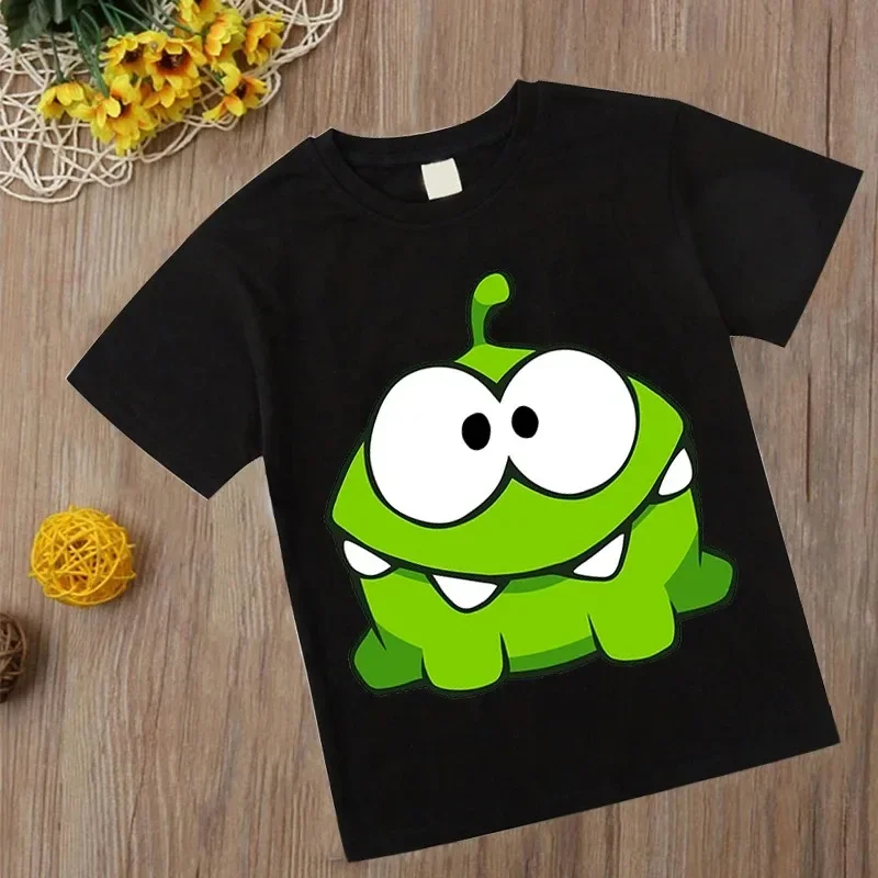 New Fashion Game Om Nom T-shirt Summer Round Neck T-shirt Cut The Rope Tees For Baby Boys Children's Casual Cartoon Top Girl