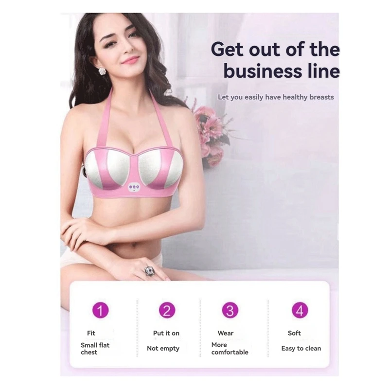 تدليك الصدر، مدلك الثدي الكهربائي الذكي، حمالة صدر USB قابلة لإعادة الشحن مع وظيفة تدليك متعددة الوظائف