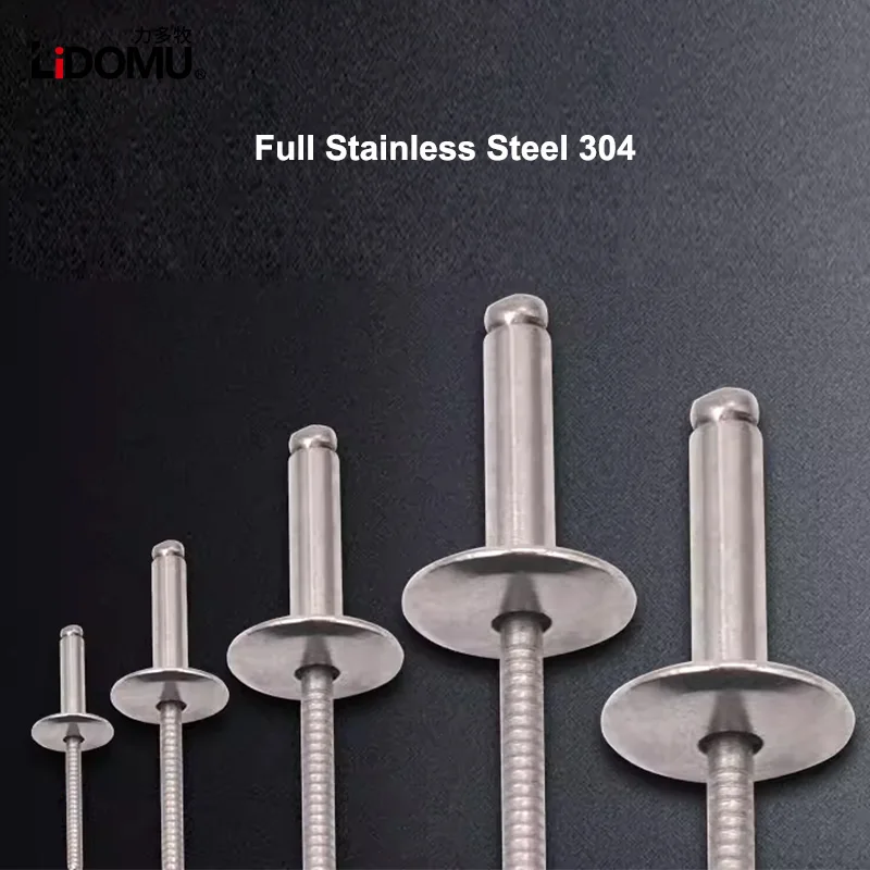 30/50Pcs Full Stainless Steel Large Flange Dome Head Blind Rivets