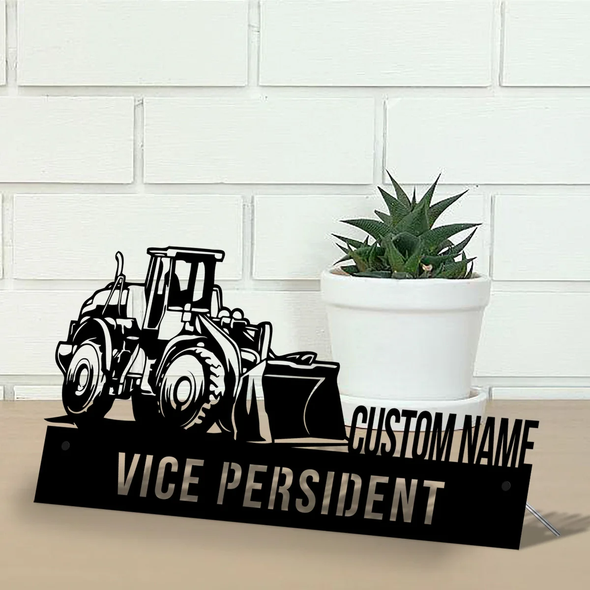 Custom Bulldozer Driver Desk Name Plate Wedge Personalized Construction Vehicles Nameplate Office Sign Plaque Heavy Equipment