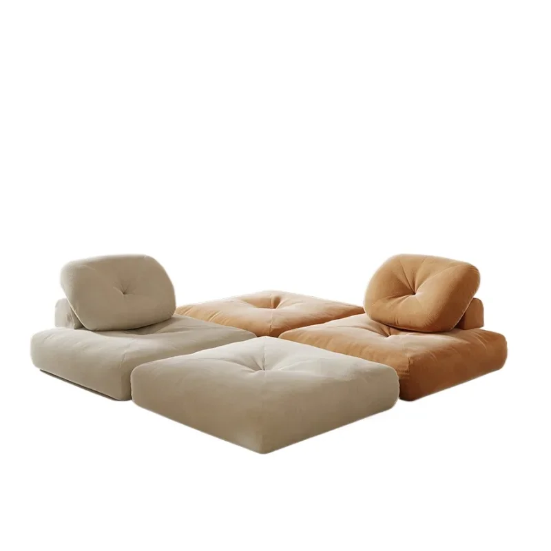 

Fabric sofa tofu block without armrest disassembly and washing module down lazy sofa small apartment