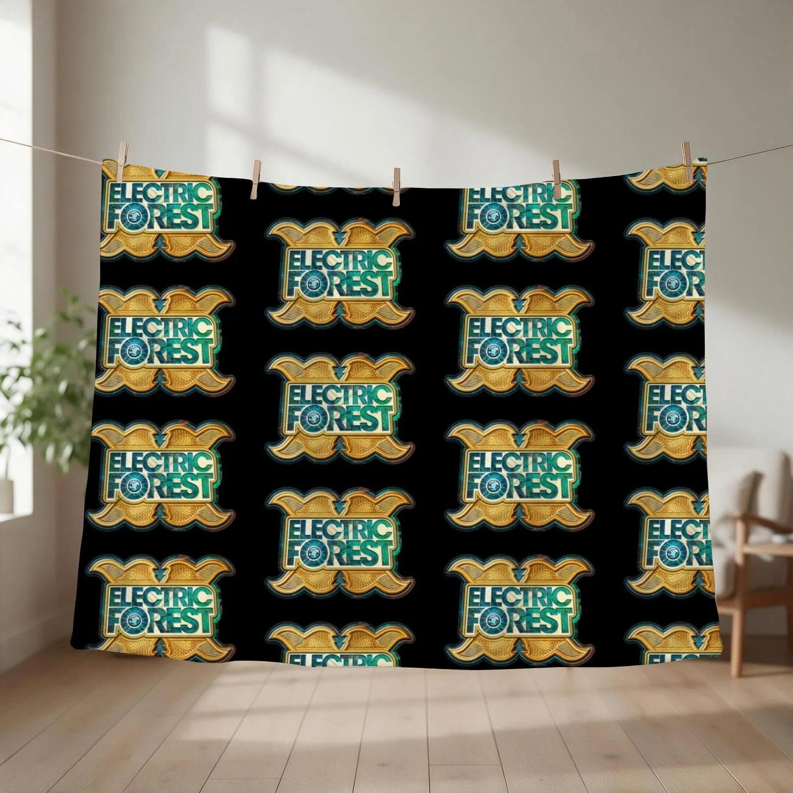 ELECTRIC FOREST DECADE ONE FESTIVAL Throw Blanket couch cozy soft plush fuzzy picnic outdoor blanket