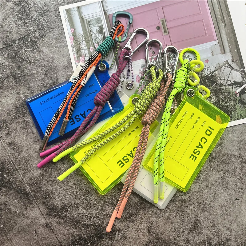 Card Holder Lanyard for Keys Fluorescent Color Key Chain Heavy Metal Landyard Premium Accessories Decorate Credential Holder