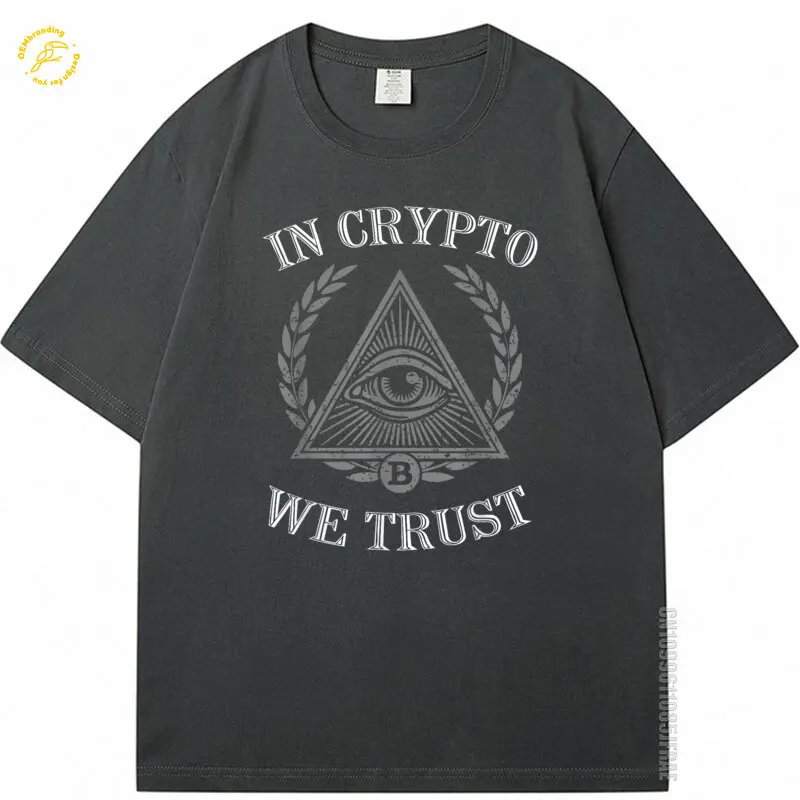

In Crypto We Trust Men's Shirt Bitcoin Cotton Tshirt Man Cryptocurrency Oversized T-Shirt Men Clothing Топ Y2K Short Sleeve Tees