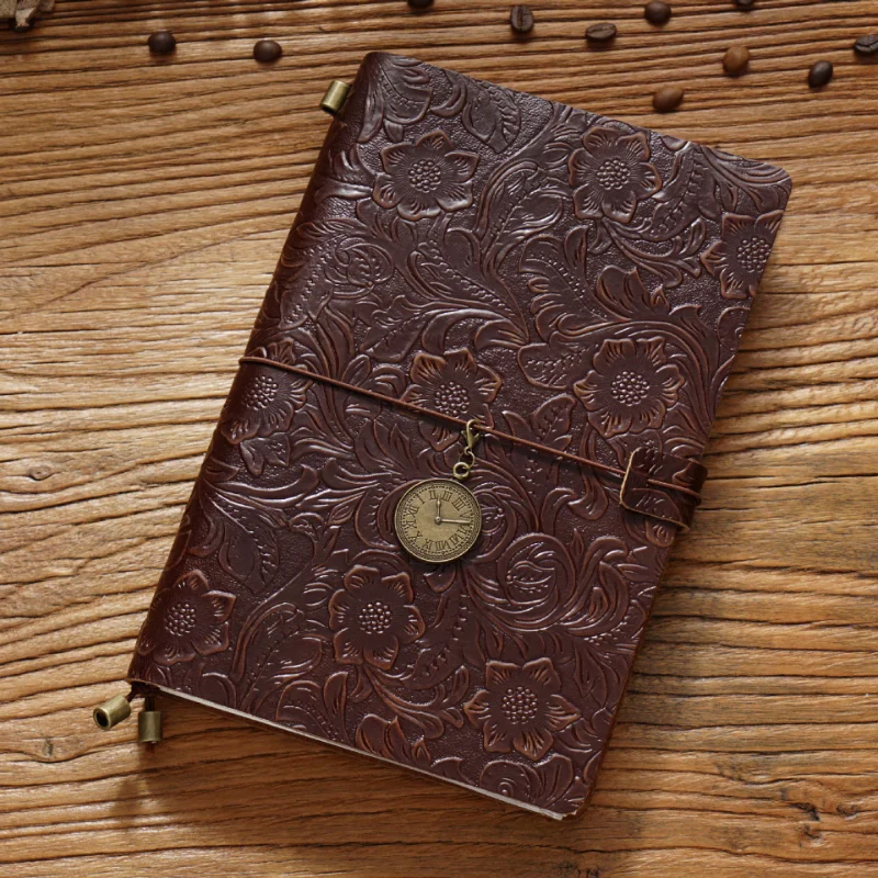 AIGUONIU Original retro carved cowhide travel notebook manual notebook stationery hand ledger creative diary Wholesale