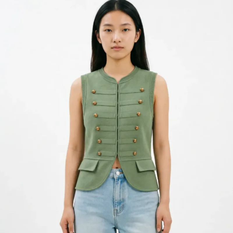 Nouveau gilet tricoté sans manches pour femme, rafraîchissant et élégant, pour la saison des diplômes, avec décoration en nœud de corde
