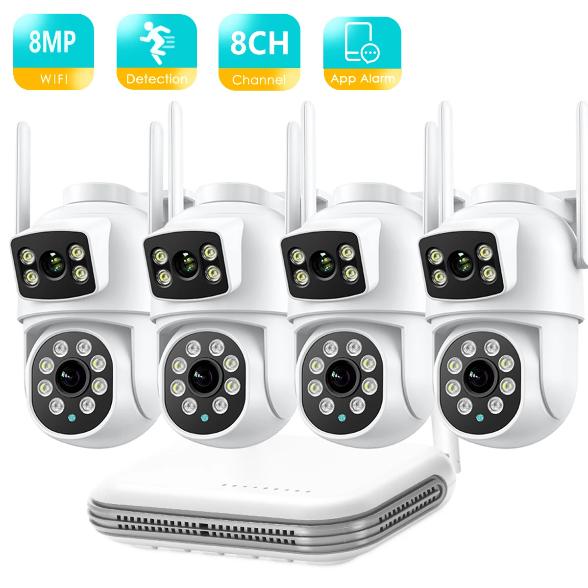 WiFi Camera 8CH Mini NVR CCTV Security Kit 8MP HD Audio  Infrared Night Vision AI Wireless Video Surveillance Camea System