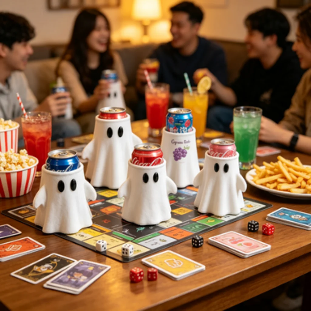 Cute Ghost Drink Can Cover, Ghost Can Protector, Multi-Size Ghost Can Decor Sleeve, Party Can Decoration Prop.